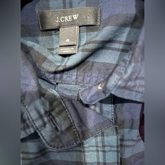 J Crew pullover long sleeve plaid beaded sequin pocket, half button down shirt - Picture 8 of 10